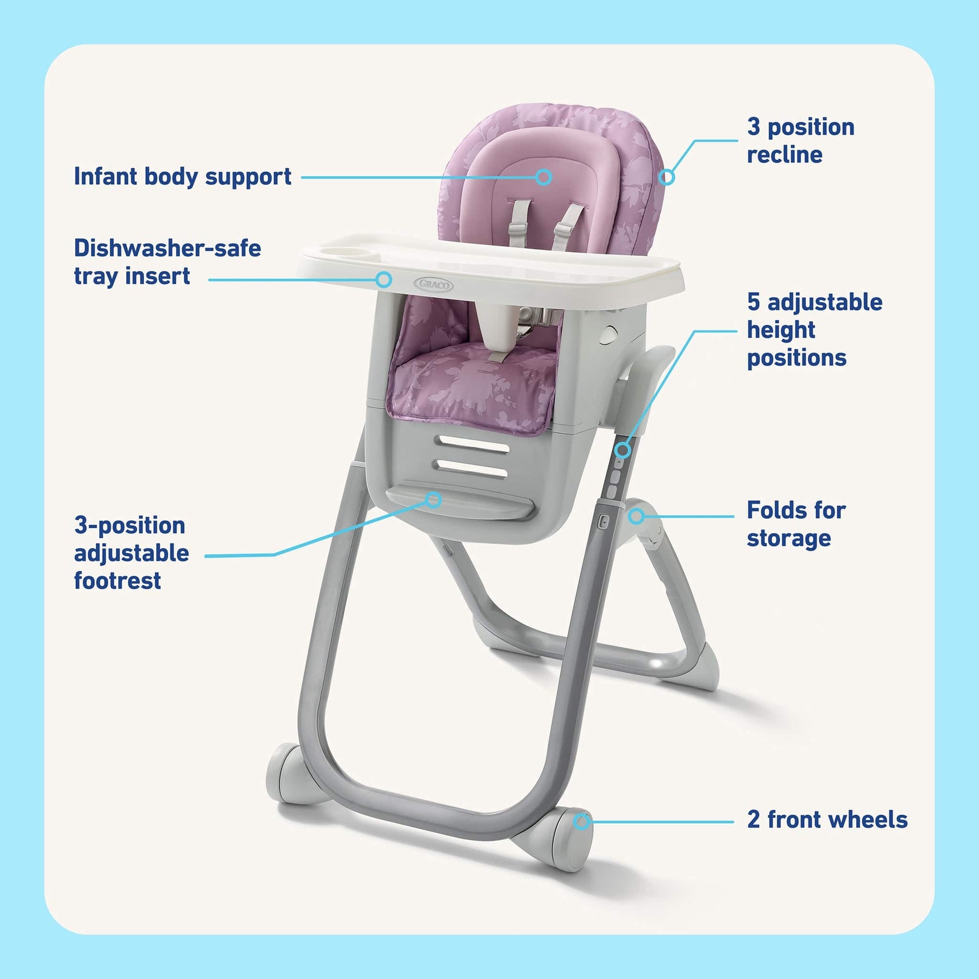 Graco DuoDiner DLX 6-in-1 High Chair - Lilac Mod - 2220327