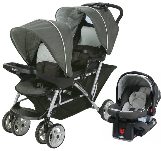 Graco DuoGlider Click Connect Double Stroller with Car Seat - Glacier - 1980461-1965898