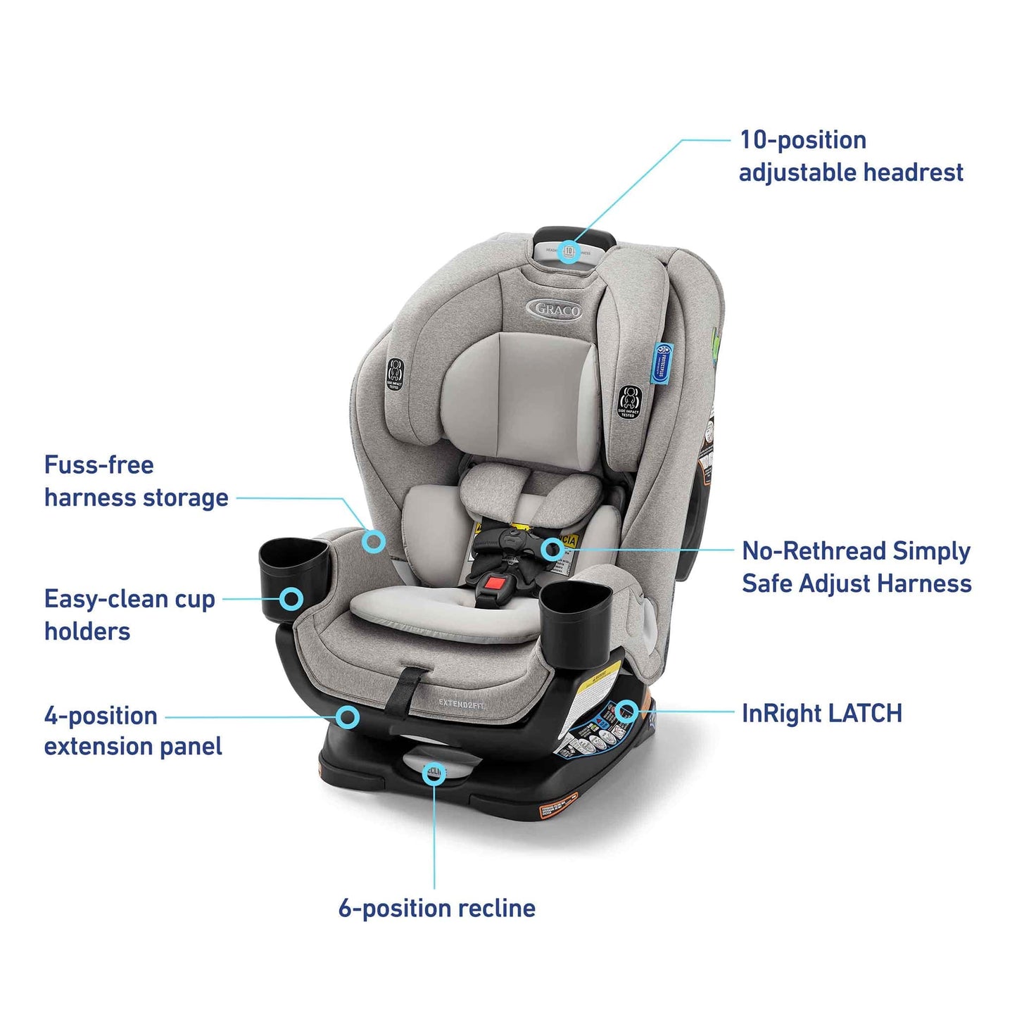 Graco Extend2Fit 3-in-1 All-in-One Convertible Car Seat - Ashten - 2215481