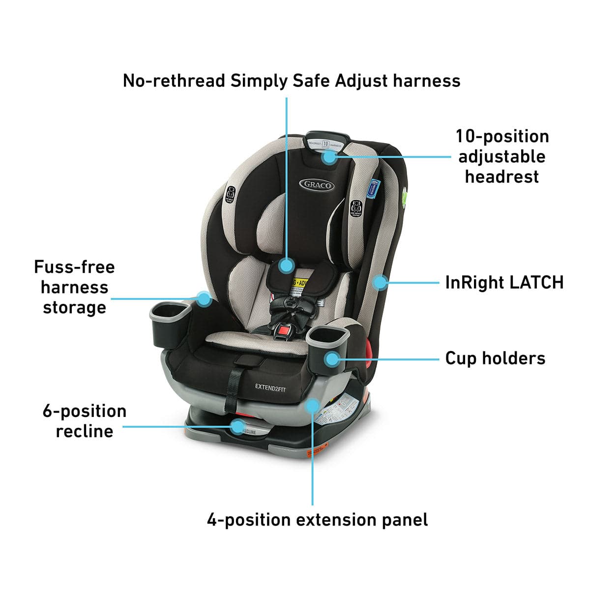 Graco Extend2Fit 3-in-1 All-in-One Convertible Car Seat - Stocklyn - 2111210