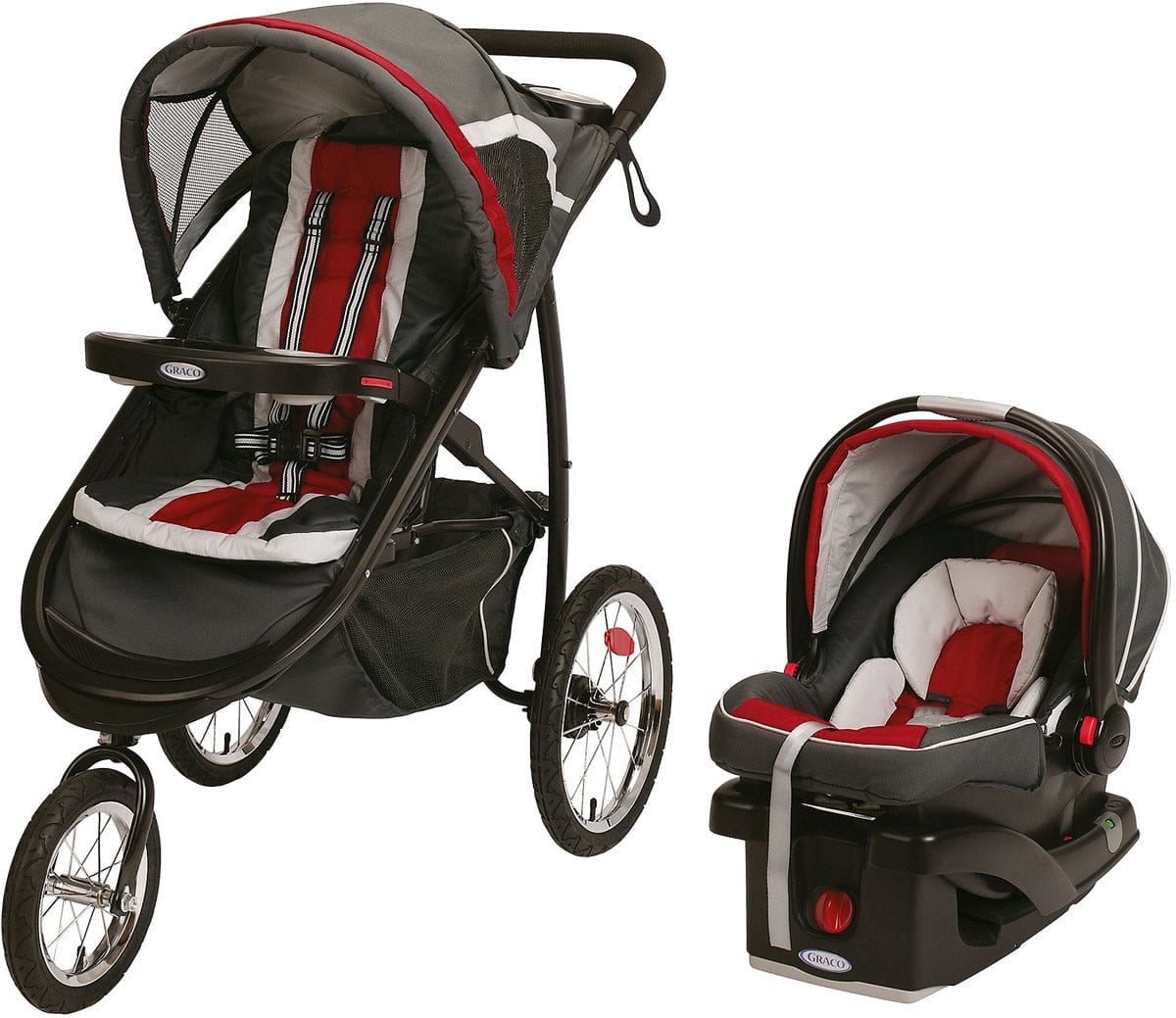 Graco FastAction Fold Jogger Click Connect Travel System - Chili Red