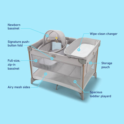 Graco Pack 'n Play Care Suite Bassinet Lux Playard - Sky - 2224032