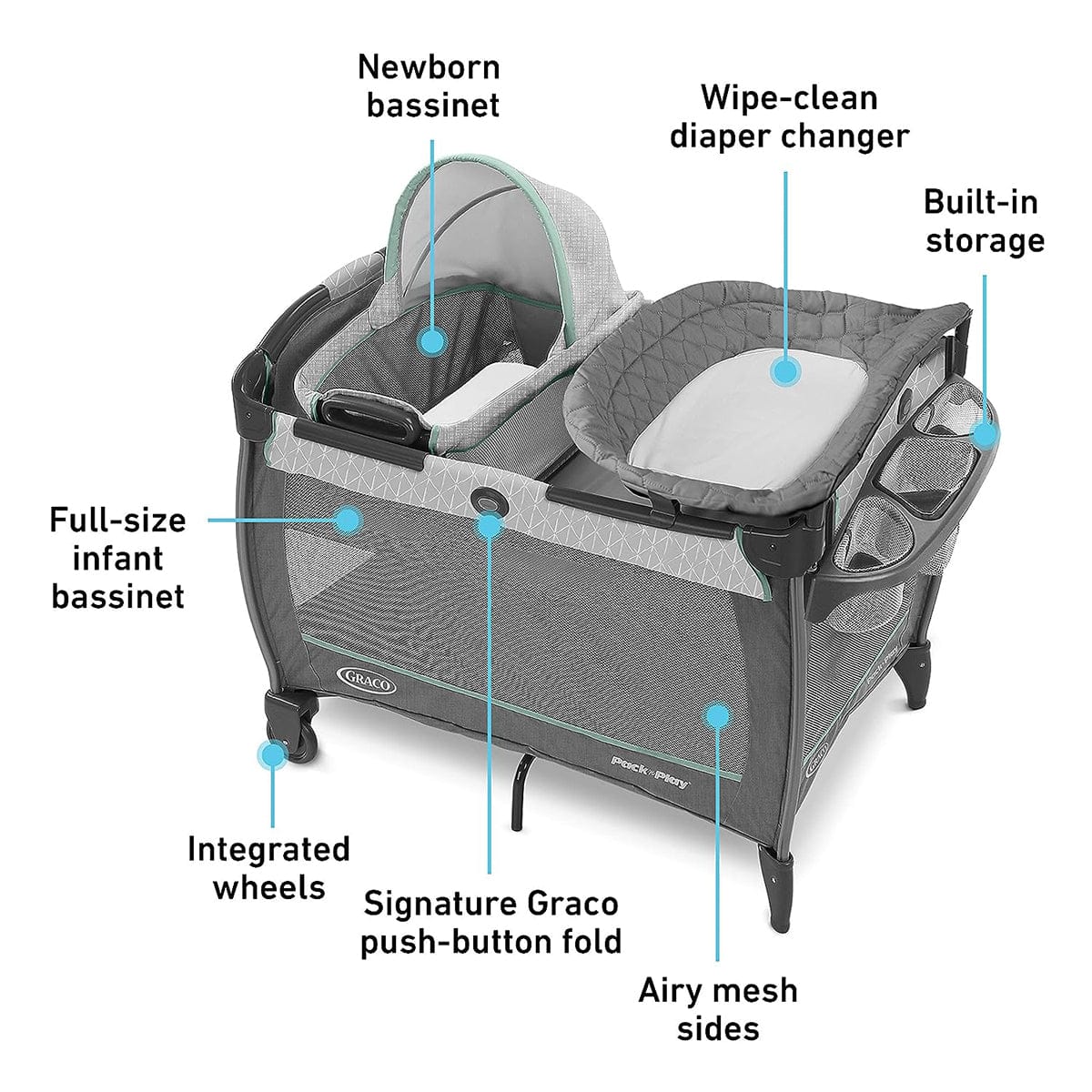 Graco Pack 'n Play Close2Baby Bassinet Playard - Derby - 2140068