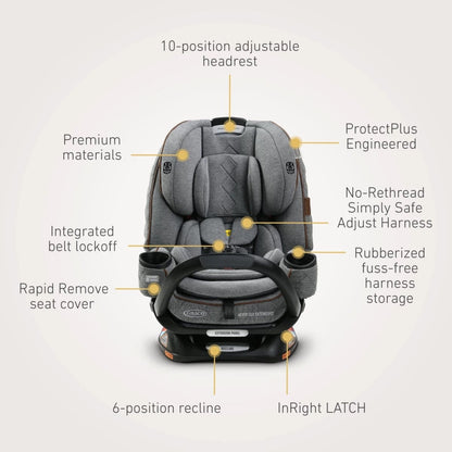 Graco Premier 4Ever DLX Extend2Fit 4-in-1 Convertible Car Seat with Anti-Rebound Bar - Savoy - 2140184