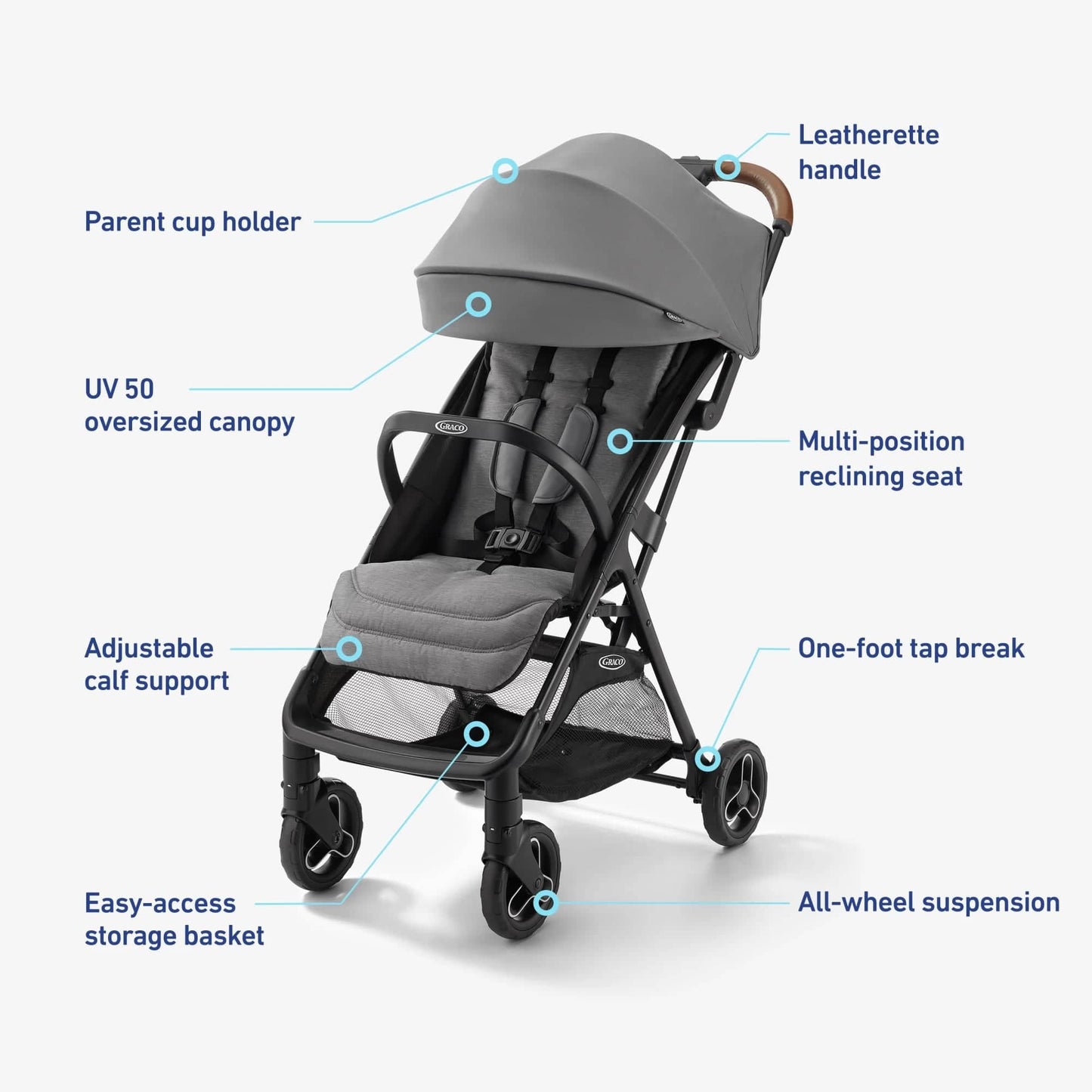 Graco Ready2Jet Compact Stroller - Lilac Mod - 2212123