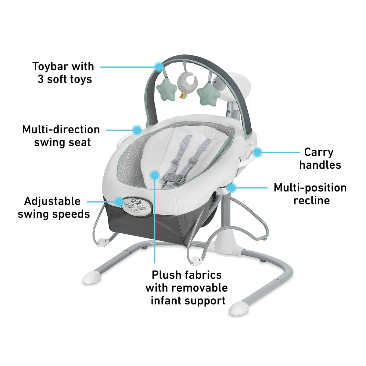 Graco Soothe 'n Sway LX Swing with Portable Bouncer - Derby - 2140066