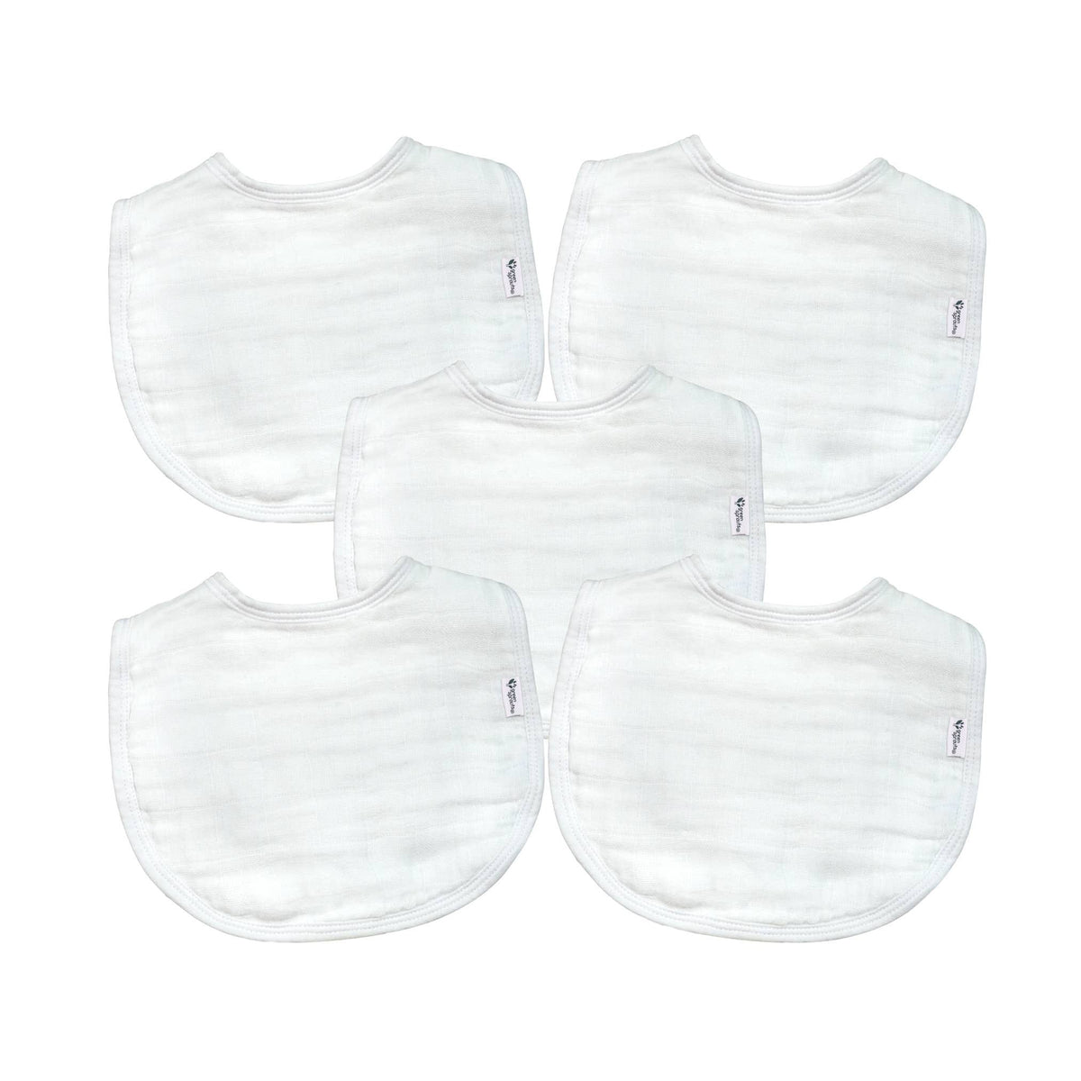 Green Sprouts Organic Cotton Muslin Bibs 5-Pack - White Set