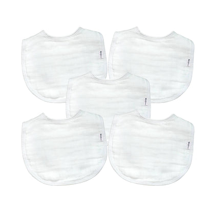 Green Sprouts Organic Cotton Muslin Bibs 5-Pack - White Set