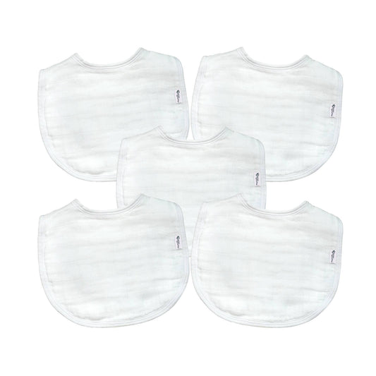 Green Sprouts Organic Cotton Muslin Bibs 5-Pack - White Set