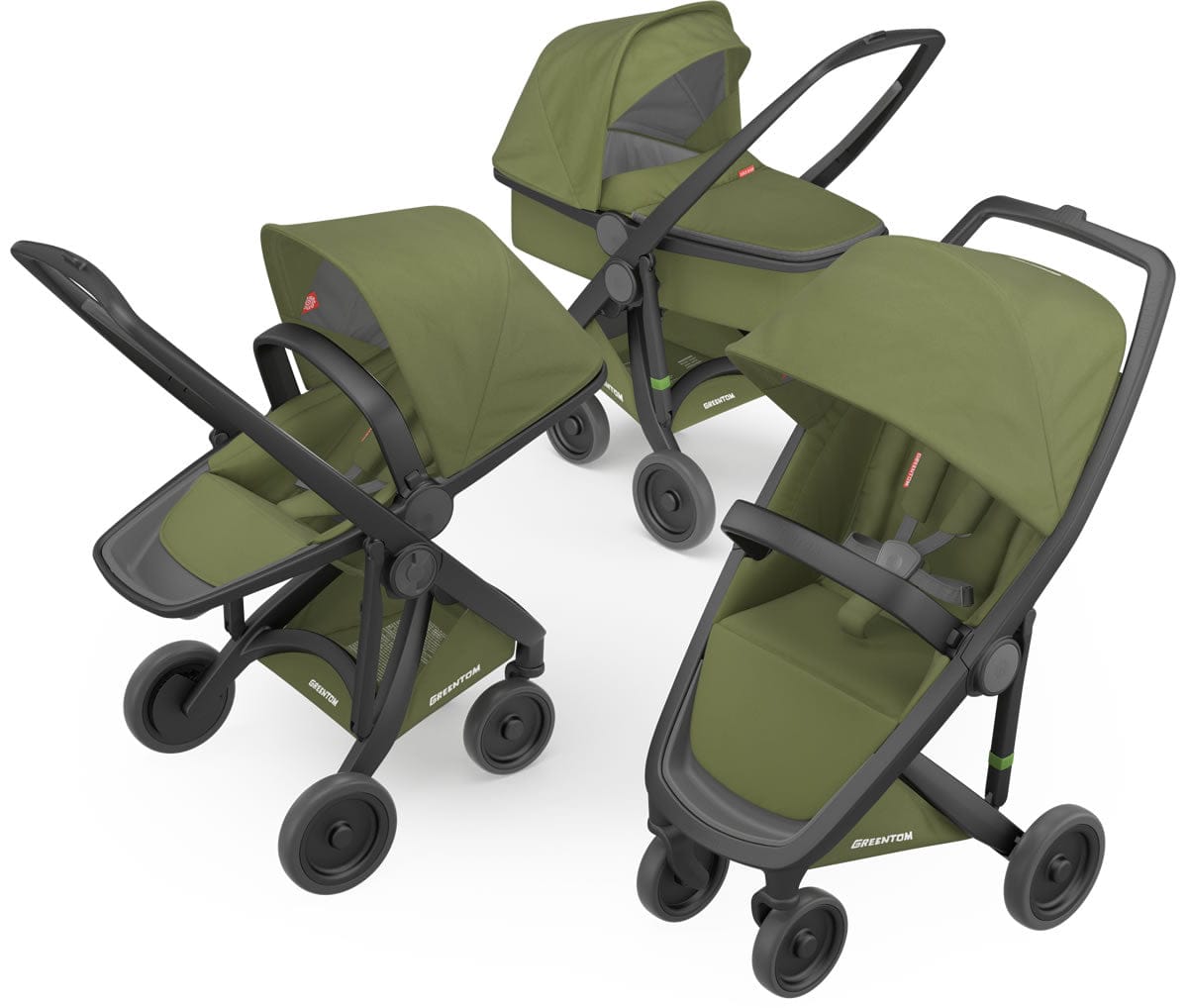 Greentom 3 in 1 Stroller - Black/Olive - 8.71932E+12