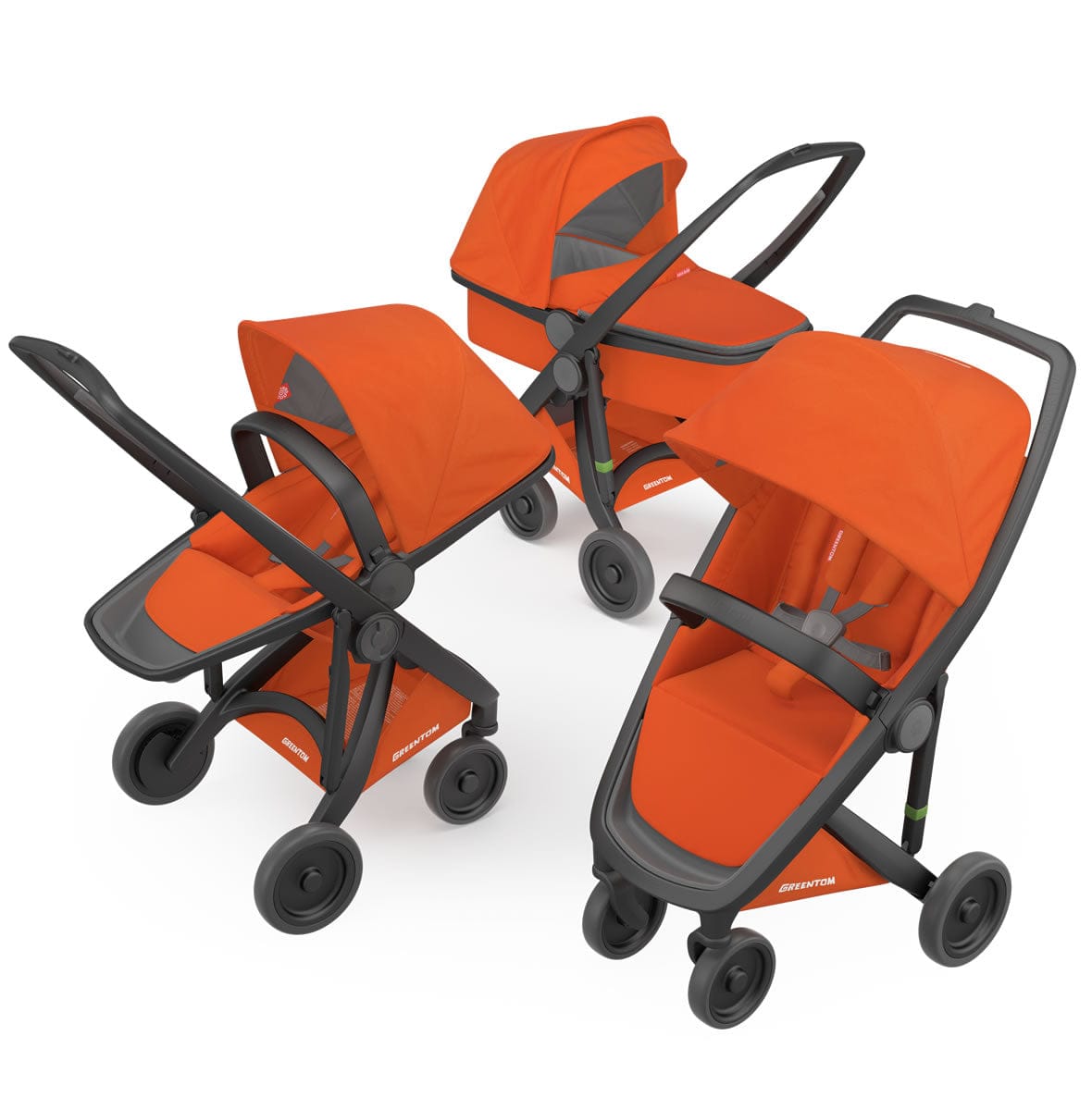 Greentom 3 in 1 Stroller - Black/Orange - 8.71932E+12