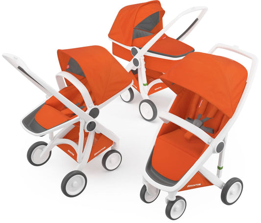 Greentom 3 in 1 Stroller - White/Orange - 8.71932E+12