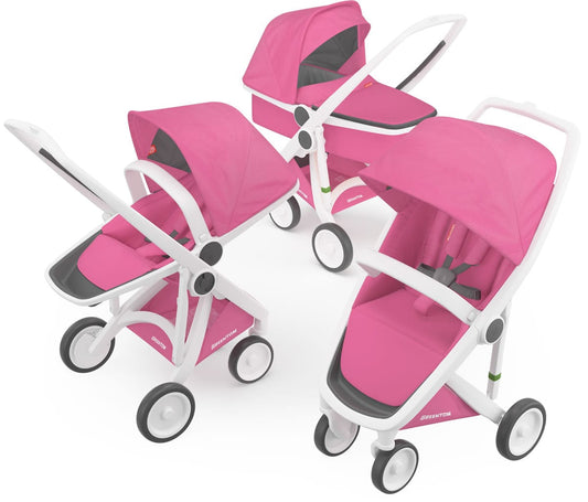 Greentom 3 in 1 Stroller - White/Pink - 8.71932E+12