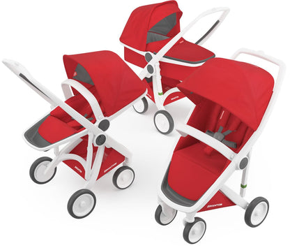 Greentom 3 in 1 Stroller - White/Red - 8.71932E+12