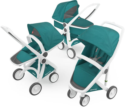 Greentom 3 in 1 Stroller - White/Teal - 8.71932E+12