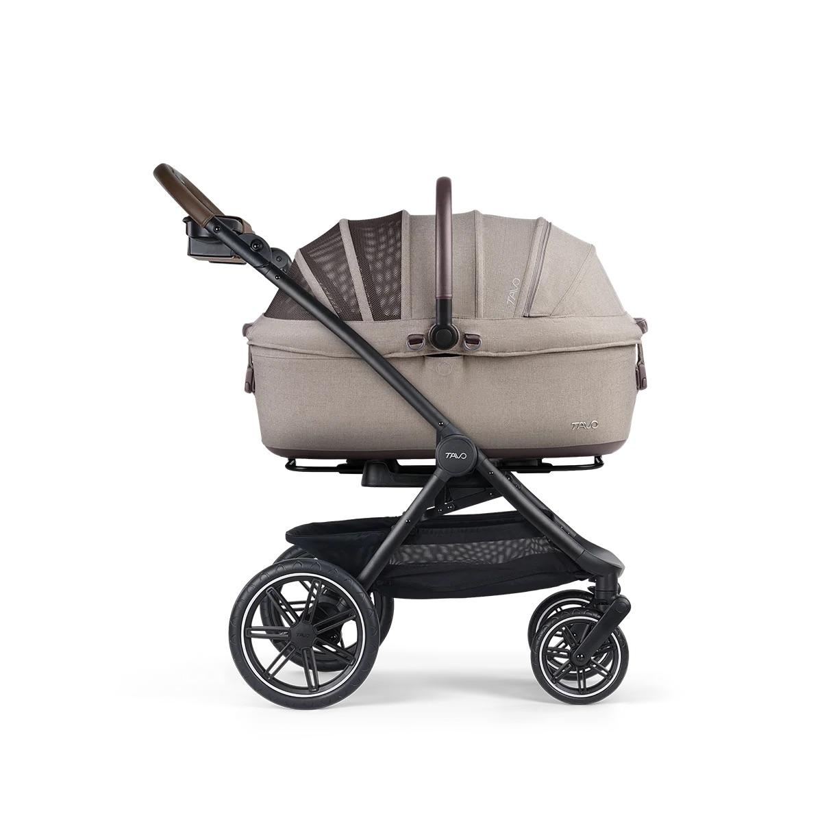 Tavo Pets Maeve 7X Pet Car Seat w/ Base + Roscoe Trek Travel System Bundle - Fawn