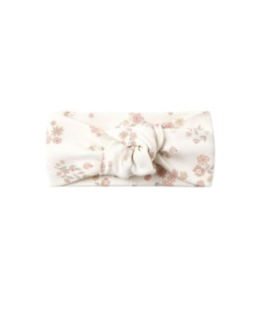 Quincy Mae Brushed Knotted Headband Garden Floral - Ivory, 0-12M