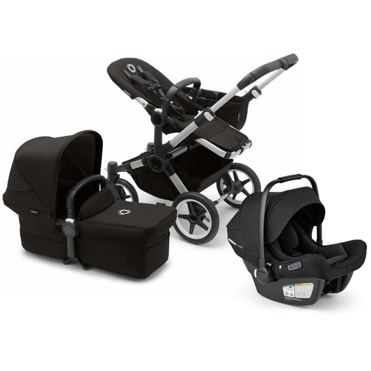 Bugaboo Donkey 5 Mono + Turtle Air Shield Travel System Bundle - Aluminum / Midnight Black / Midnight Black / Black - D5-MONO-TS-100000047-TAS-B
