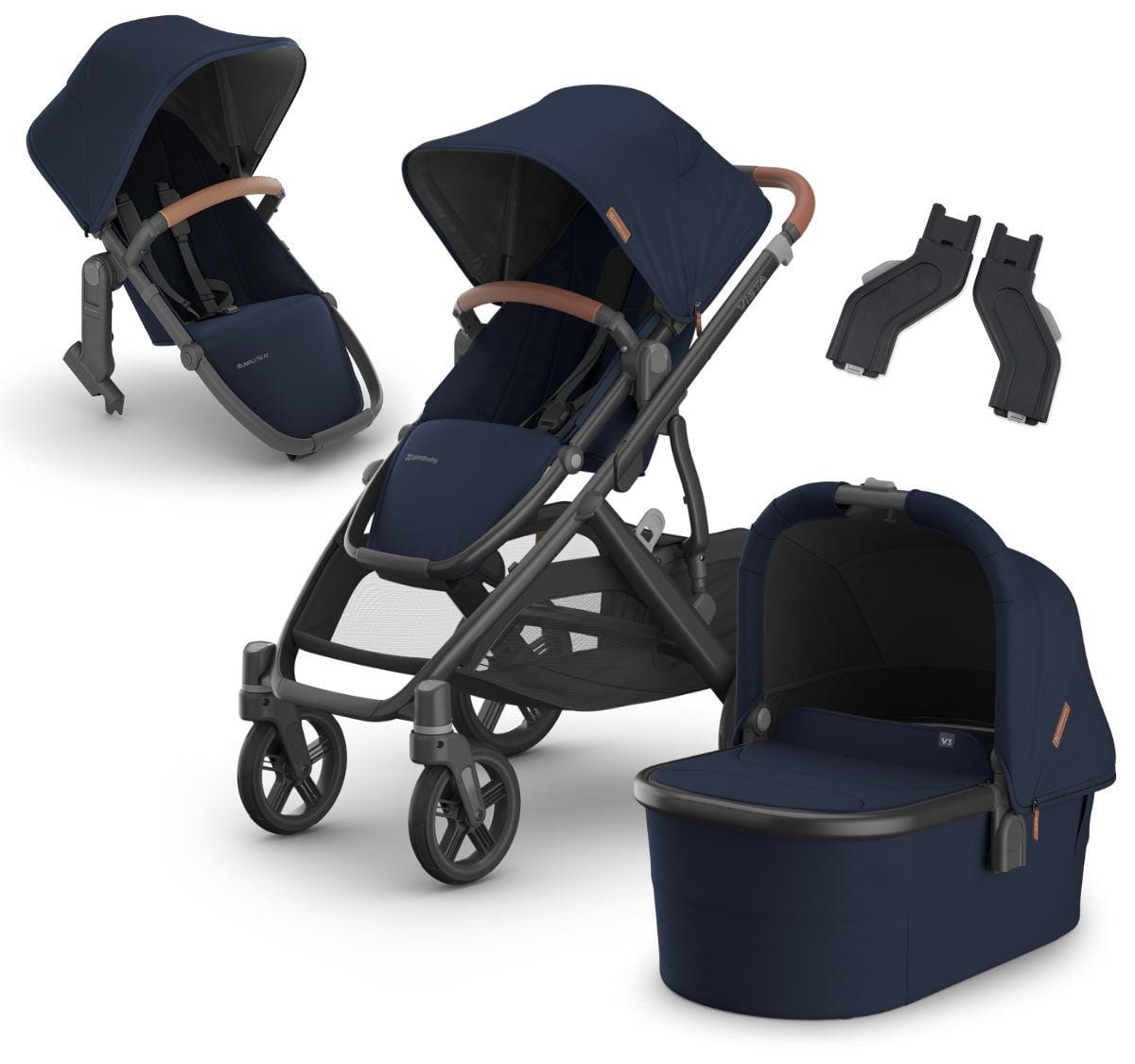 UPPAbaby VISTA V3 Double Stroller with V2+ Rumbleseat + Bassinet Bundle - Noa - DBL-BAS-0303-VSO-NA-NOA