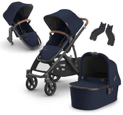 UPPAbaby VISTA V3 Double Stroller with V2+ Rumbleseat + Bassinet Bundle - Noa - DBL-BAS-0303-VSO-NA-NOA