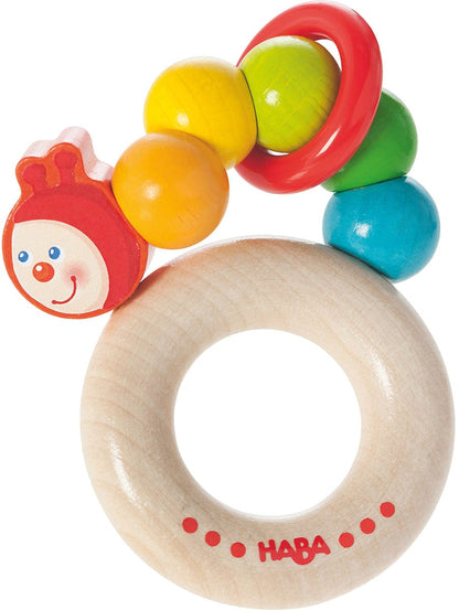 HABA Rainbow Caterpillar Wooden Rattle & Teether - 302928
