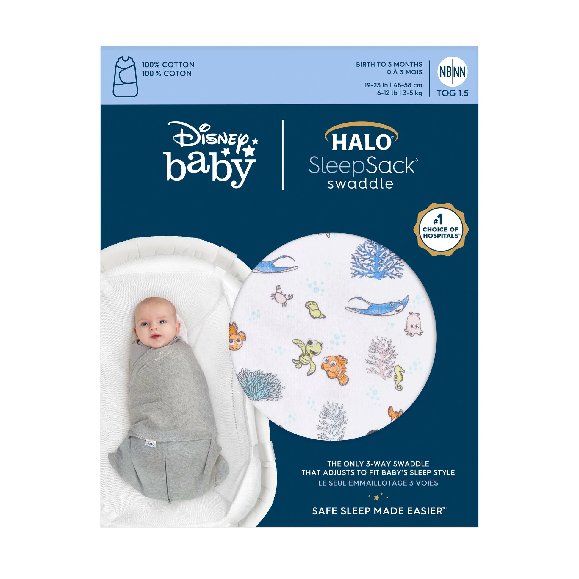 Halo 100% Cotton Swaddle TOG 1.5 - Finding Nemo (Newborn) - 4695-HALO