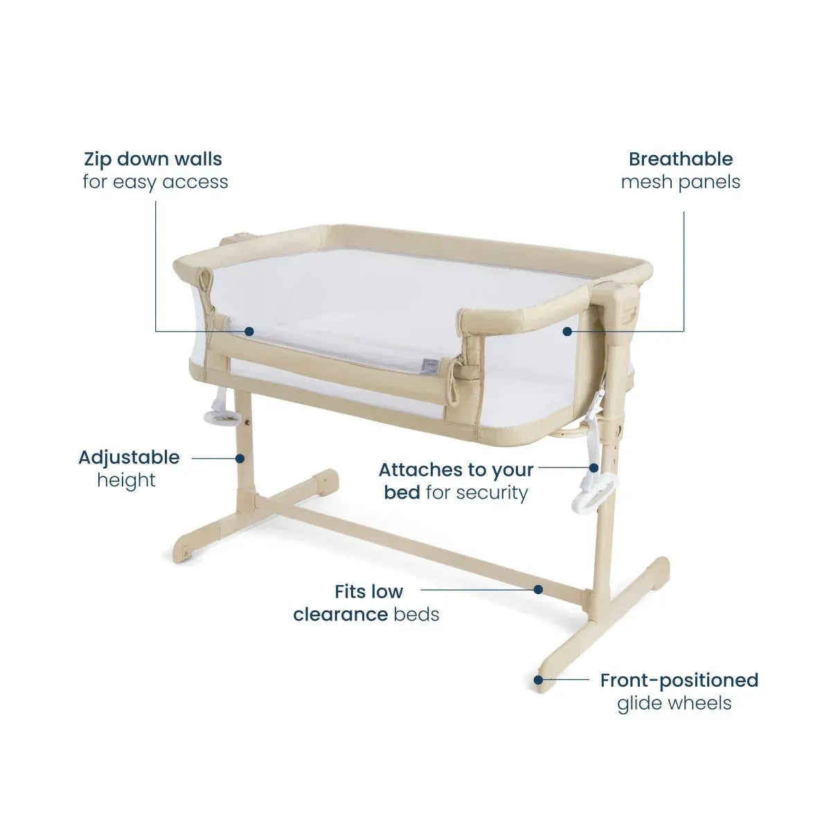HALO 2-in-1 Bedside BassiNest Sleeper - Oat - 5243-HALO