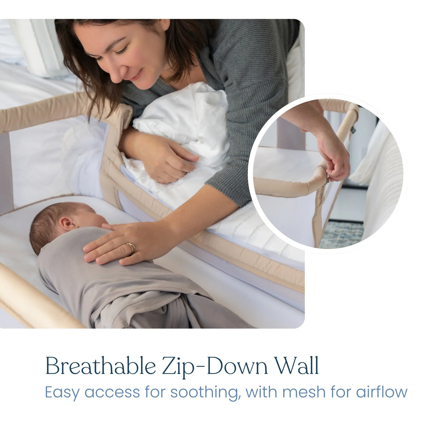 HALO 2-in-1 Bedside BassiNest Sleeper - Oat - 5243-HALO