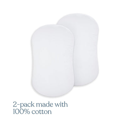 HALO BassiNest 100% Organic Cotton Fitted Sheet (2-Pack) - White - Image 2