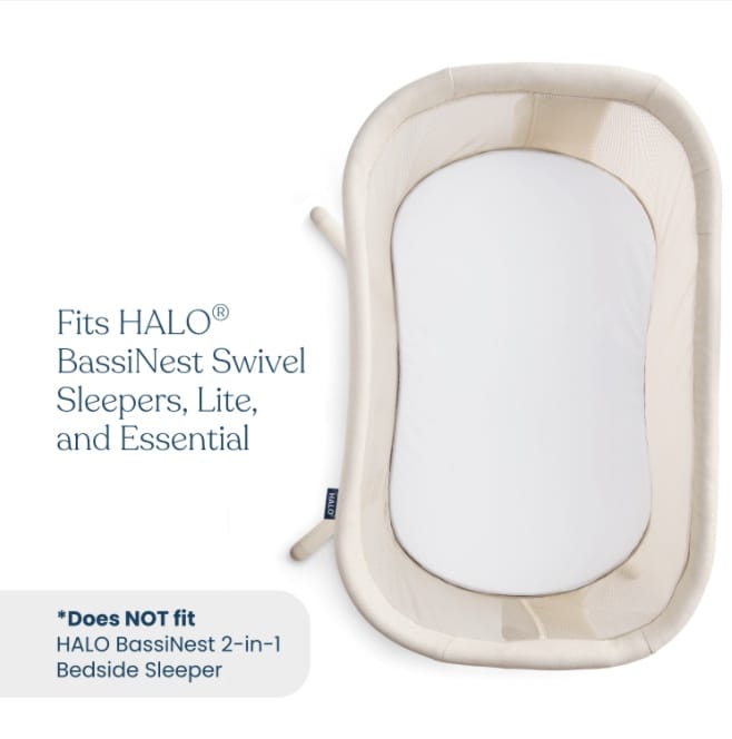 HALO BassiNest 100% Organic Cotton Fitted Sheet (2-Pack) - White - Image 3