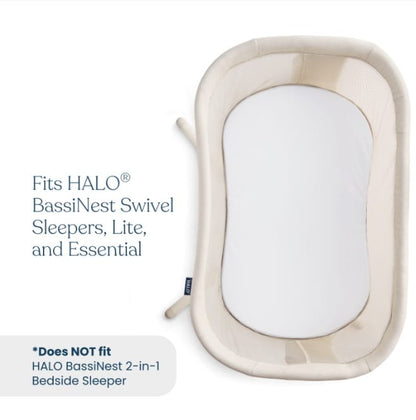 HALO BassiNest 100% Organic Cotton Fitted Sheet (2-Pack) - White - Image 3