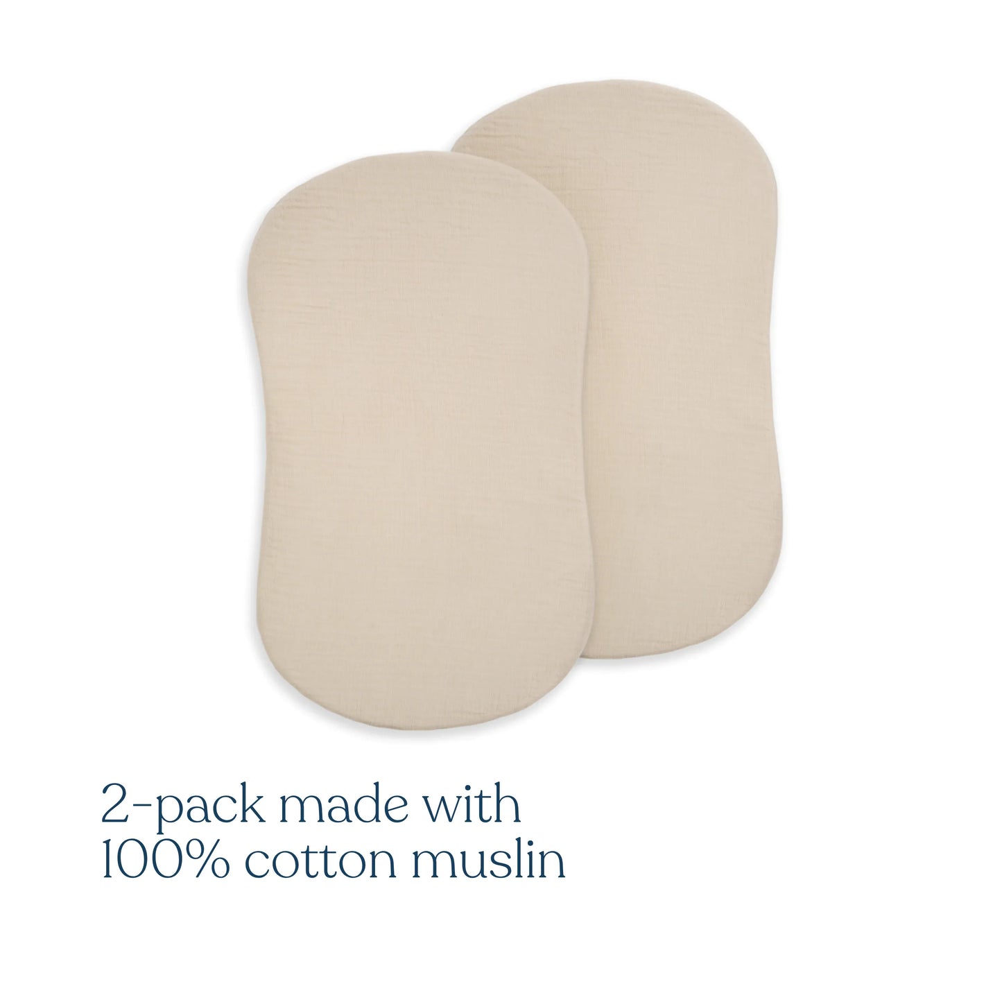 HALO BassiNest 100% Organic Cotton Muslin Fitted Sheet (2-pack) - Oat - 5332-HALO