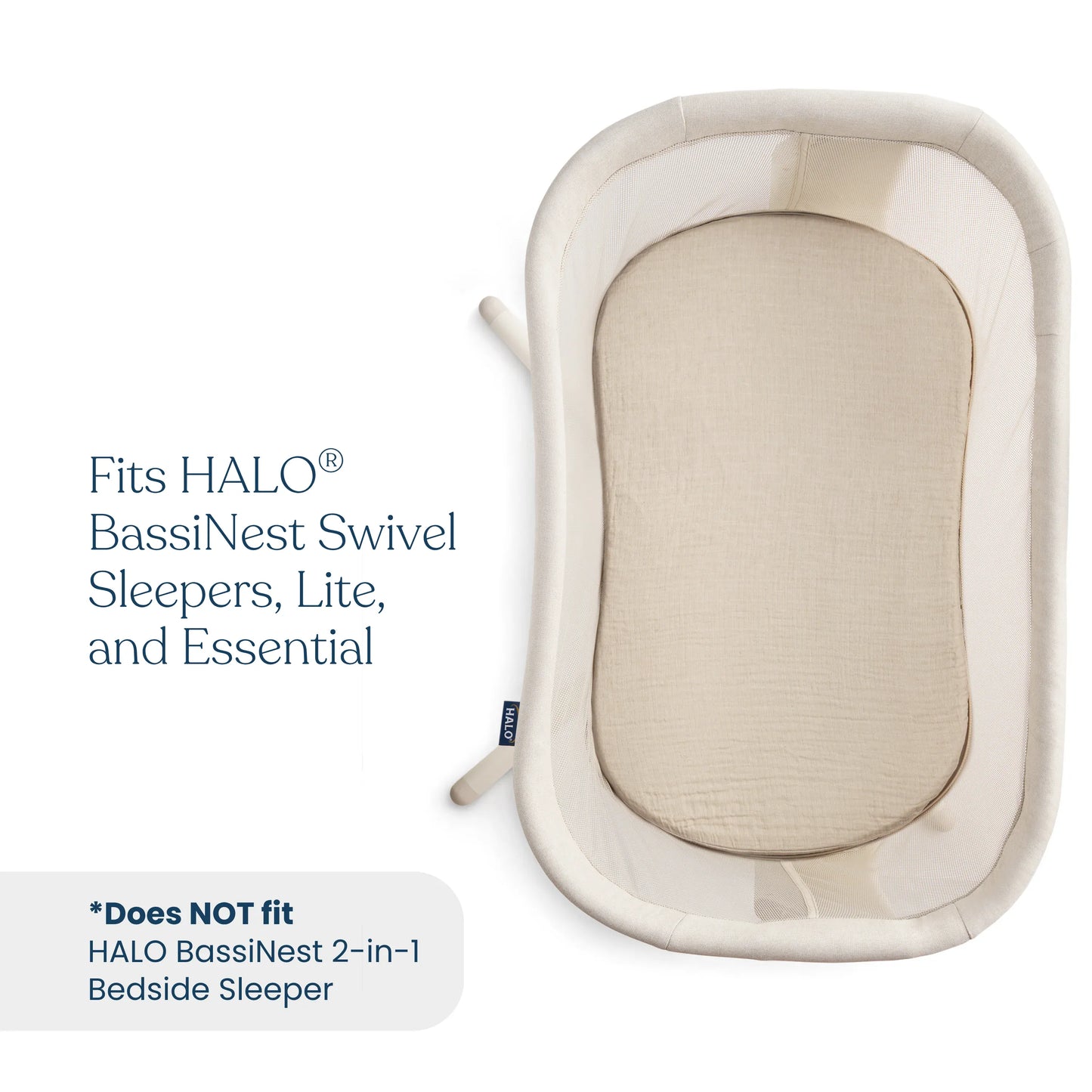 HALO BassiNest 100% Organic Cotton Muslin Fitted Sheet (2-pack) - Oat - 5332-HALO