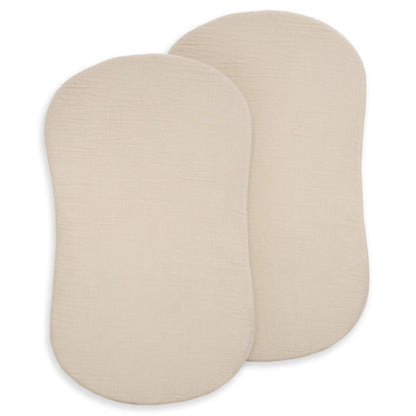 HALO BassiNest 100% Organic Cotton Muslin Fitted Sheet (2-pack) - Oat - 5332-HALO