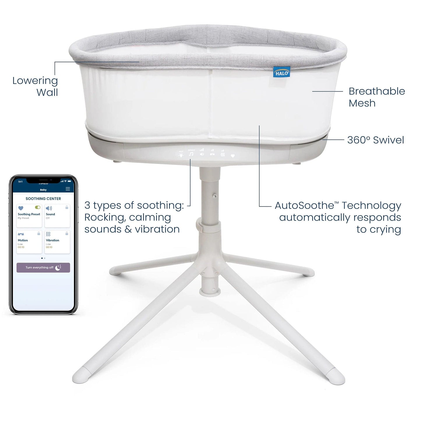 HALO BassiNest Connected Swivel Sleeper 3.0 Smart Bassinet - 4995-HALO