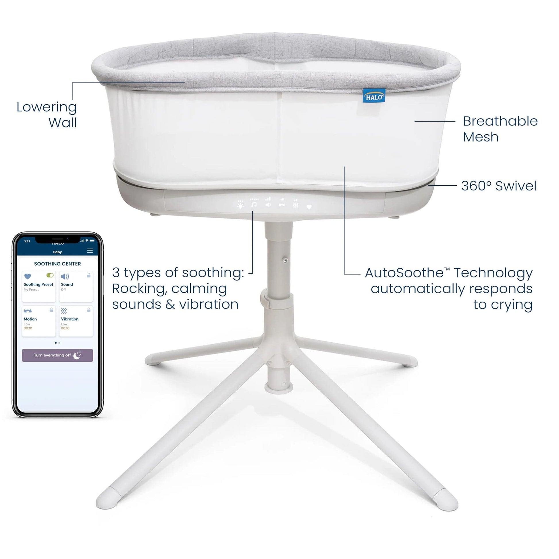 HALO BassiNest Connected Swivel Sleeper 3.0 Smart Bassinet - 4995-HALO