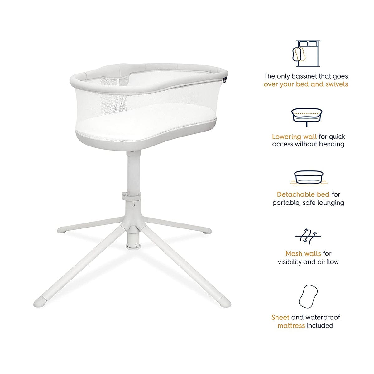 HALO BassiNest Swivel Sleeper 3.0 - Solid Grey - 4792-HALO