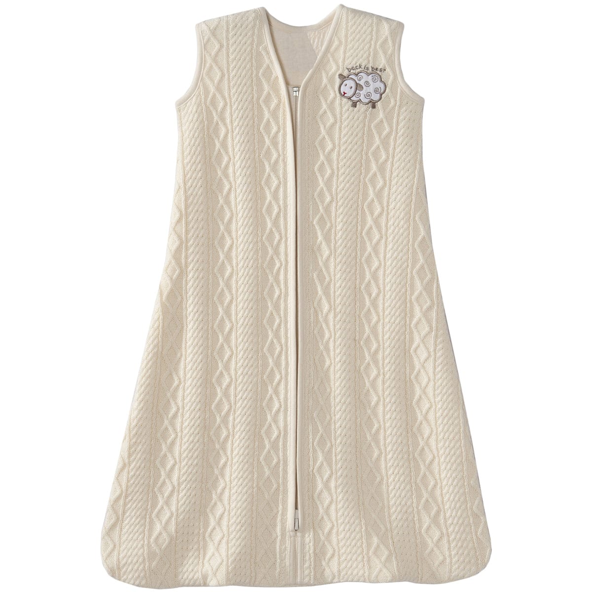 Halo SleepSack 100% Cotton Cable Sweater Knit Wearable Blanket in Cream Lamb - Small - 2917