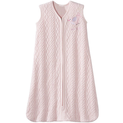 Halo SleepSack 100% Cotton Cable Sweater Knit Wearable Blanket in Pink Bird - Small - 2831
