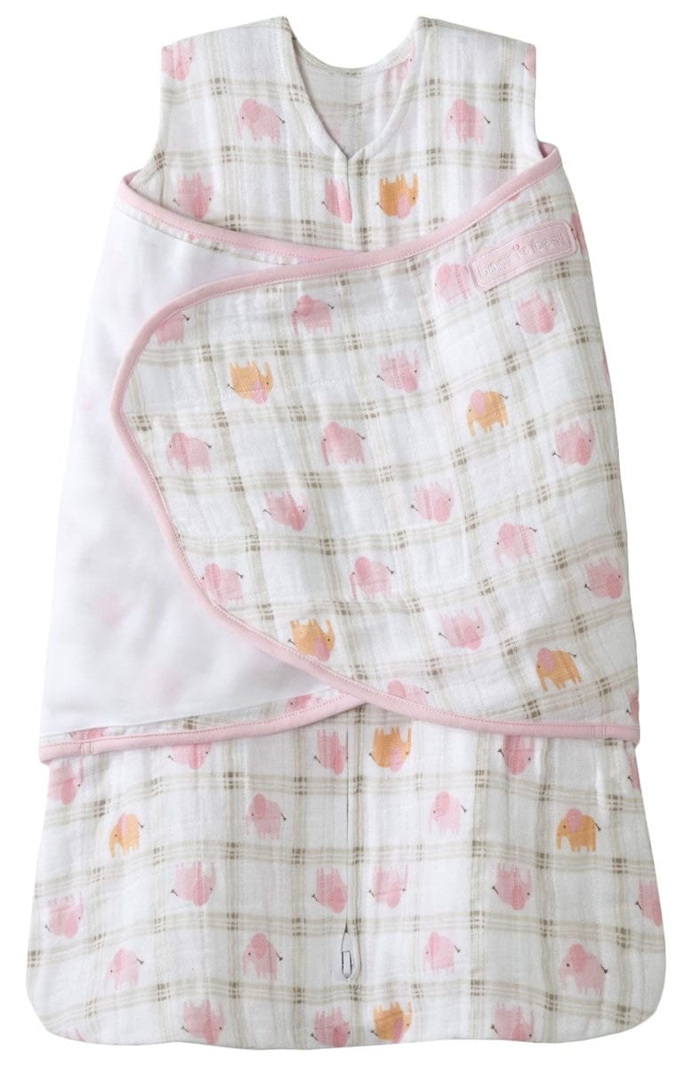 HALO SleepSack Swaddle, Muslin, Elephant Plaid, Newborn - 3535-HALO