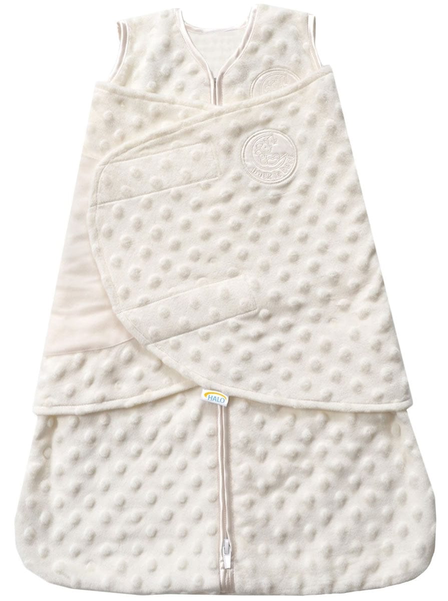 HALO SleepSack Swaddle, Velboa, Cream Plush Dots, Newborn - 1305-HALO
