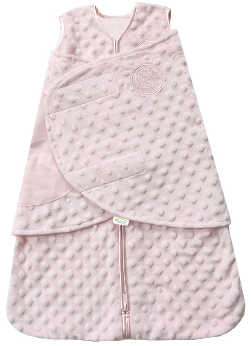 HALO SleepSack Swaddle, Velboa, Pink Plush Dots, Newborn - 1301-HALO