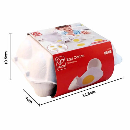 Hape egg carton toy with dimensions labeled