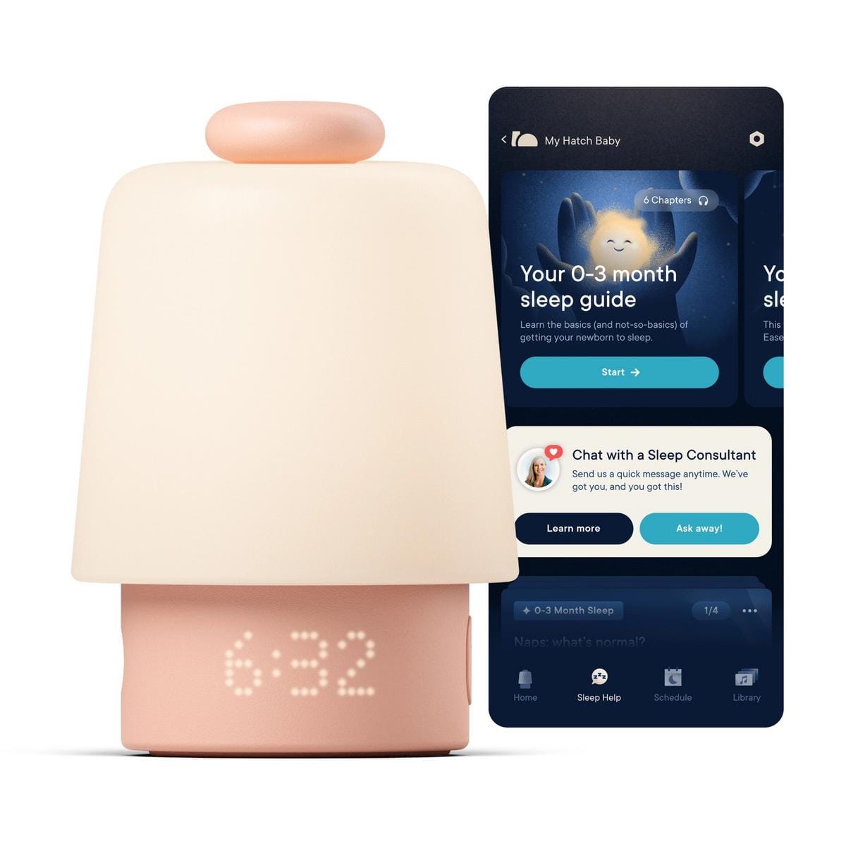 Hatch Baby Sleep Support, Sound Machine & Night Light - Peach - HB1004PH
