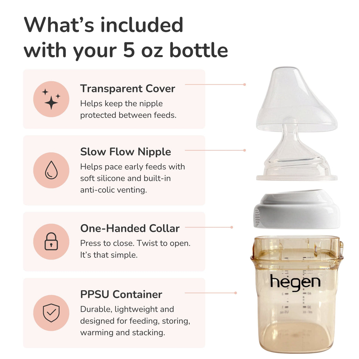 Hegen PPSU Anti-Colic Baby Bottle - 1 to 3 Months - 150ml/5oz - Blue - 2-Pack