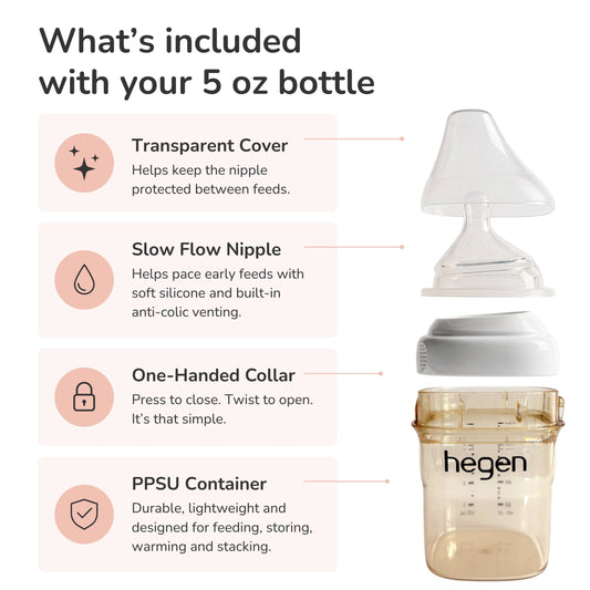 Hegen PPSU Anti-Colic Baby Bottle - 1 to 3 Months - 150ml/5oz - Purple - 2-Pack