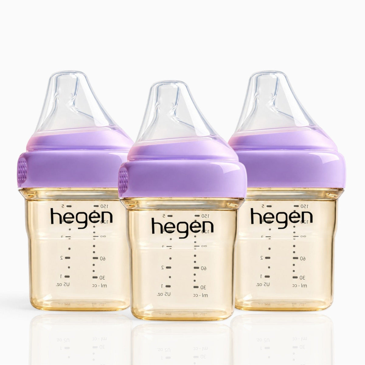 Hegen PPSU Anti-Colic Baby Bottle - 1 to 3 Months - 150ml/5oz - Purple - 3-Pack