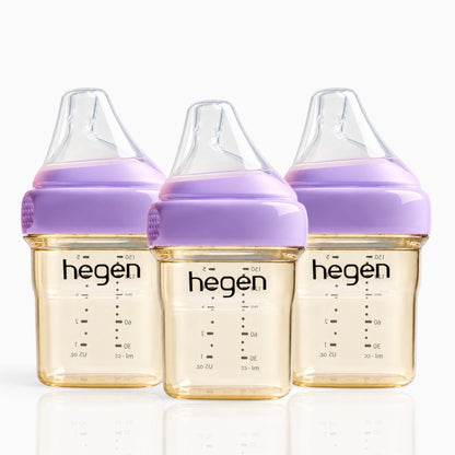 Hegen PPSU Anti-Colic Baby Bottle - 1 to 3 Months - 150ml/5oz - Purple - 3-Pack