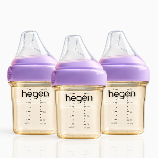 Hegen PPSU Anti-Colic Baby Bottle - 1 to 3 Months - 150ml/5oz - Purple - 3-Pack