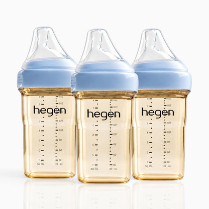 Hegen PPSU Anti-Colic Baby Bottle - 3 to 6 Months - 240ml/8oz - Blue - 3-Pack